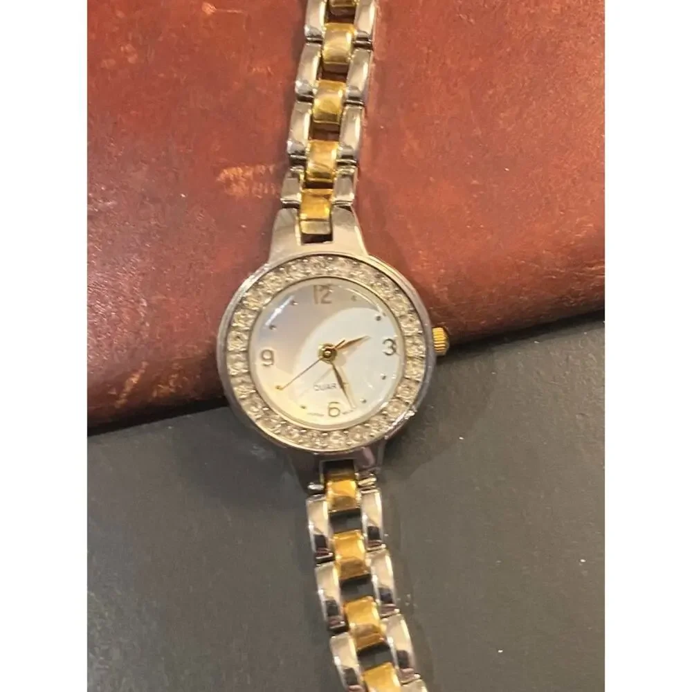 Women's 24mm Two Tone Watch, MOP Face, Crystal Accents